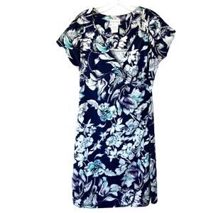 Soft Surroundings Wms Medium Purple Floral Dress Crossover Faux Wrap Cottagecore